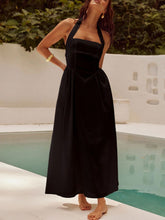 Devine Ruched Halter Neck Midi Dress Black OutfitFlow